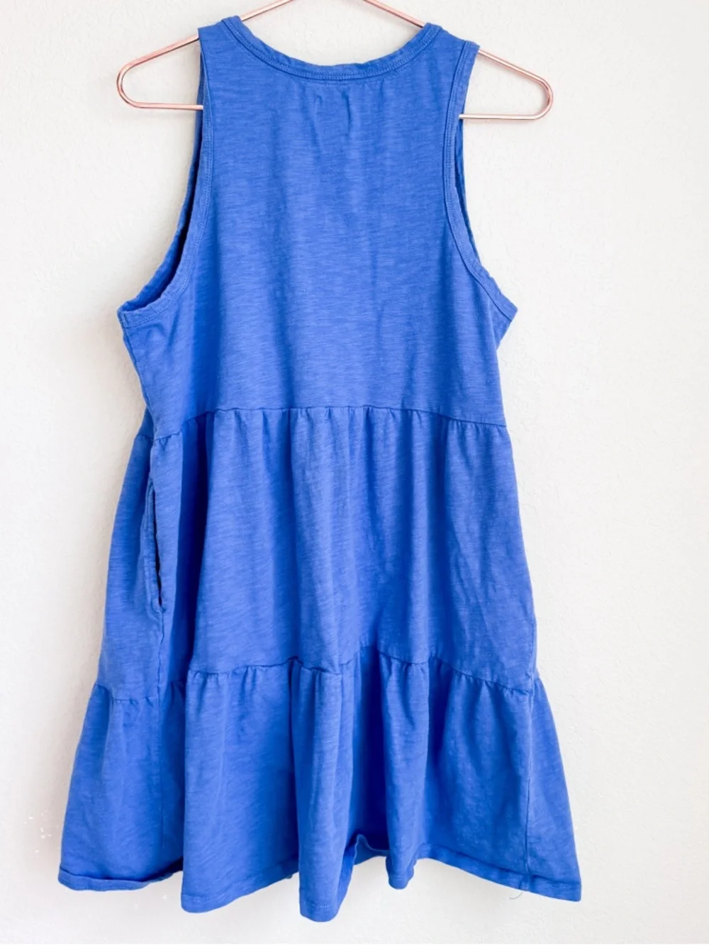Gap Blue Tiered Tank Dress Sleeveless Pockets Size L - Picture 2 of 6